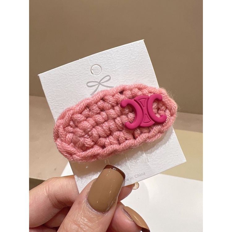 Xiao Xiangfeng Kẹp Tóc Bằng Da PU Hình Tam Giác Phối Lưới Màu Hồng Ngọt Ngào Phong Cách Hàn Quốc Cho Nữ