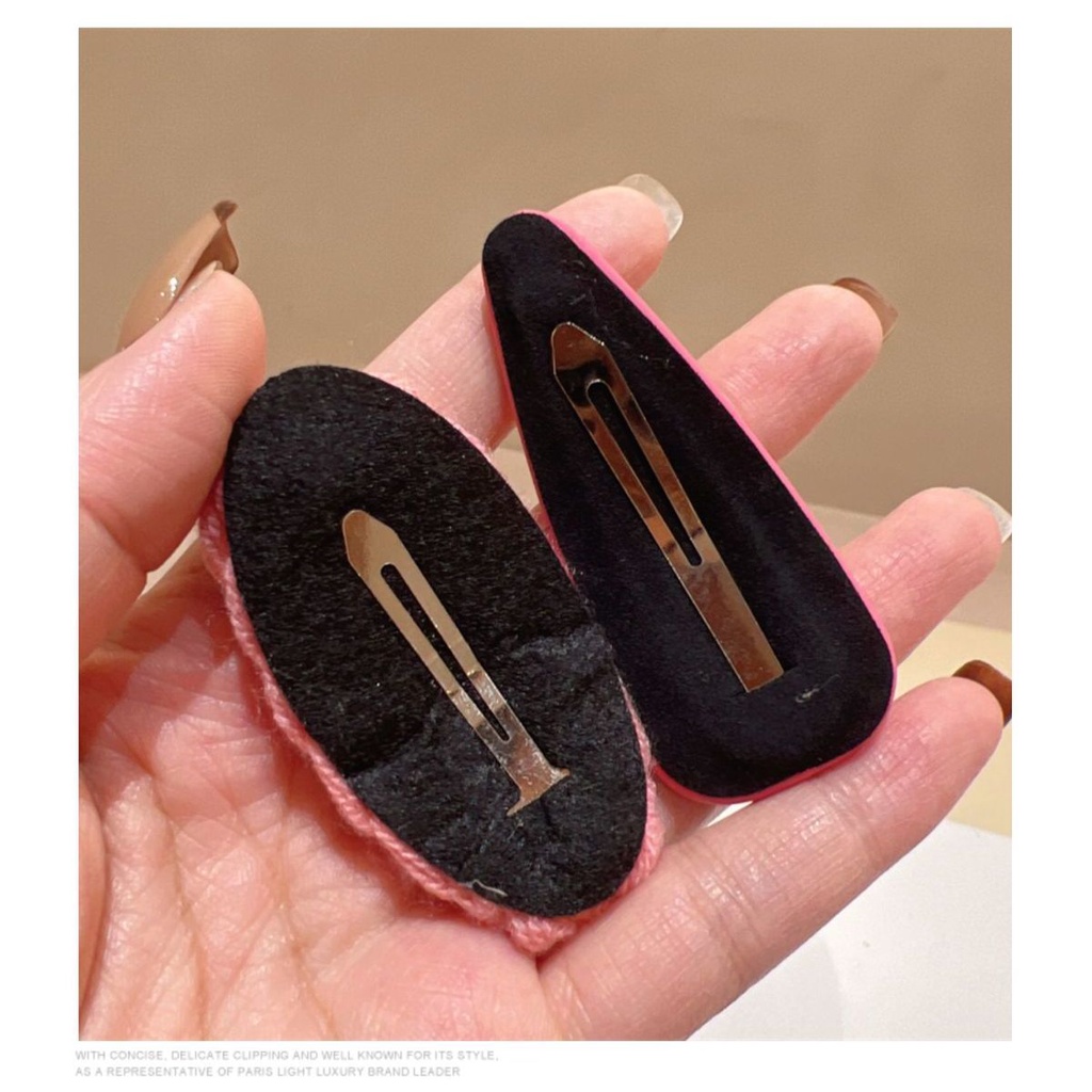 Xiao Xiangfeng Kẹp Tóc Bằng Da PU Hình Tam Giác Phối Lưới Màu Hồng Ngọt Ngào Phong Cách Hàn Quốc Cho Nữ