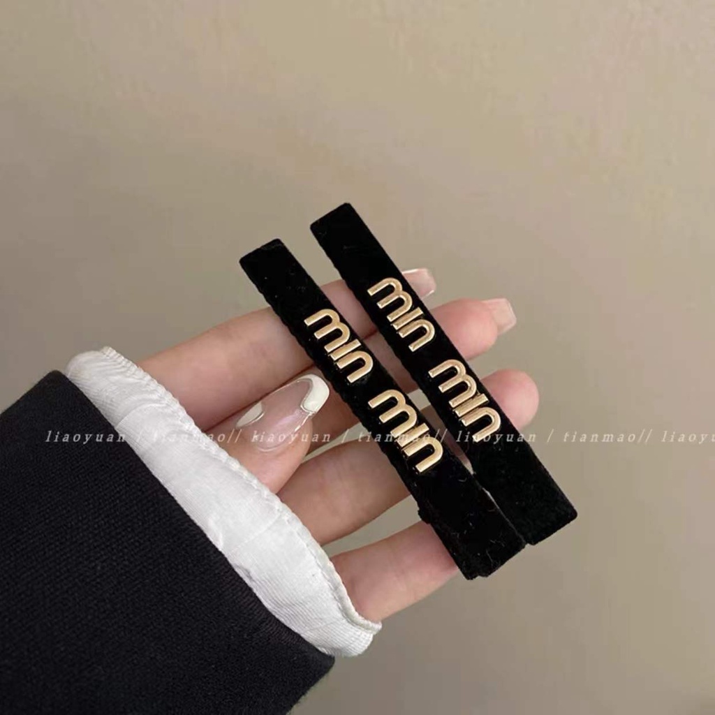 Kẹp Tóc 2 Mặt Màu Vàng Đen Phong Cách Retro Cho Nữ