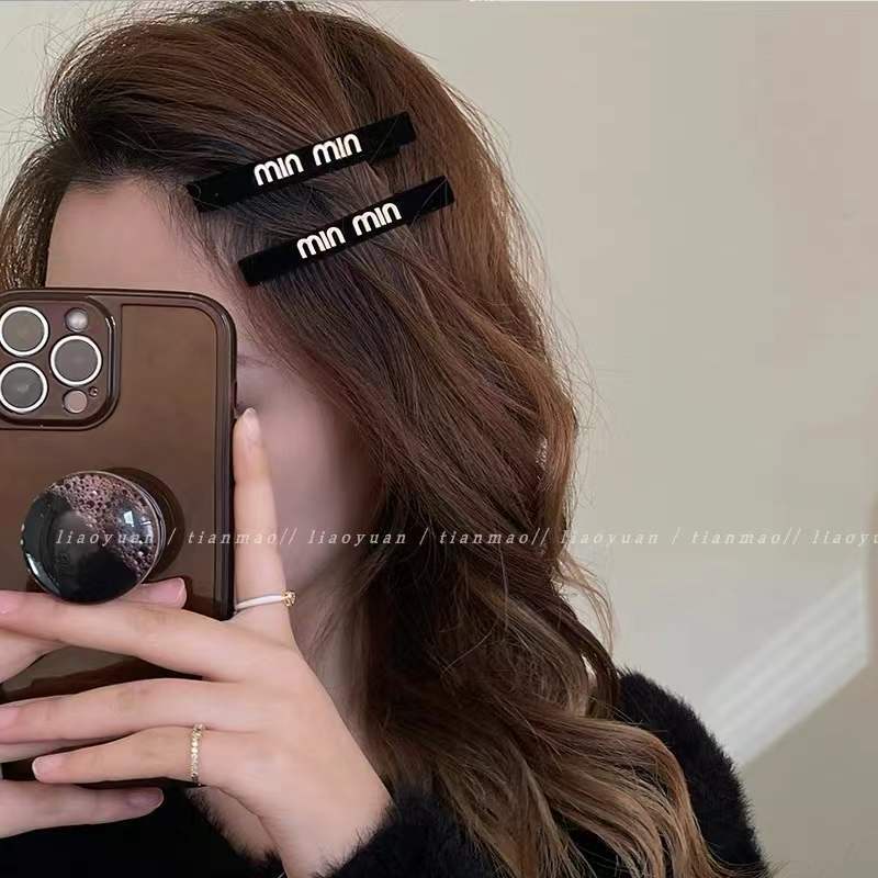 Kẹp Tóc 2 Mặt Màu Vàng Đen Phong Cách Retro Cho Nữ