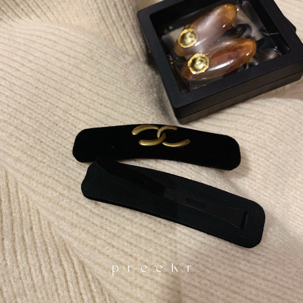 Xiao Xiangfeng Kẹp Tóc Hai Bên Cỡ Nhỏ Màu Vàng Đen Phong Cách Hàn Quốc