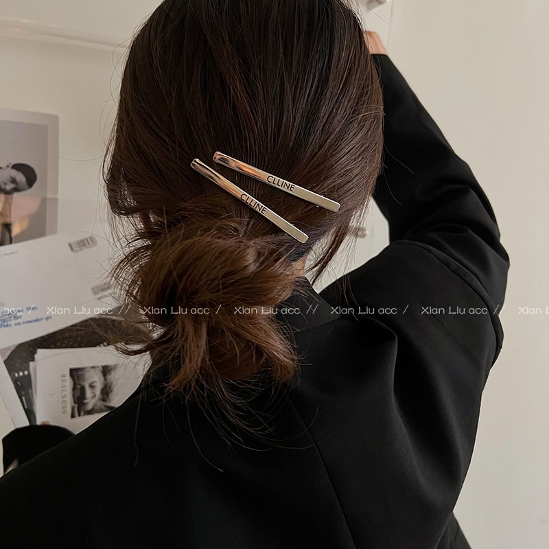 Xiao Xiangfeng Kẹp Tóc Mái Ngang Bằng Kim Loại In Chữ Cao Cấp Thời Trang 2022 Mới