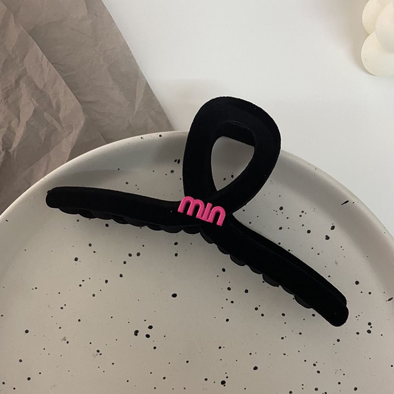 Xiao Xiangfeng Kẹp Tóc Da Lộn Họa Tiết Chữ Màu Đỏ Hồng Thời Trang Thu Đông 2022