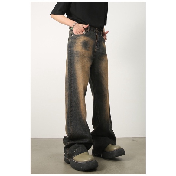 Quần jean baggy nam ống rộng basic sand blast màu dirtwash Brokeboiz