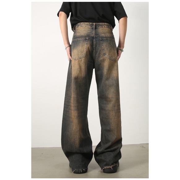 Quần jean baggy nam ống rộng basic sand blast màu dirtwash Brokeboiz