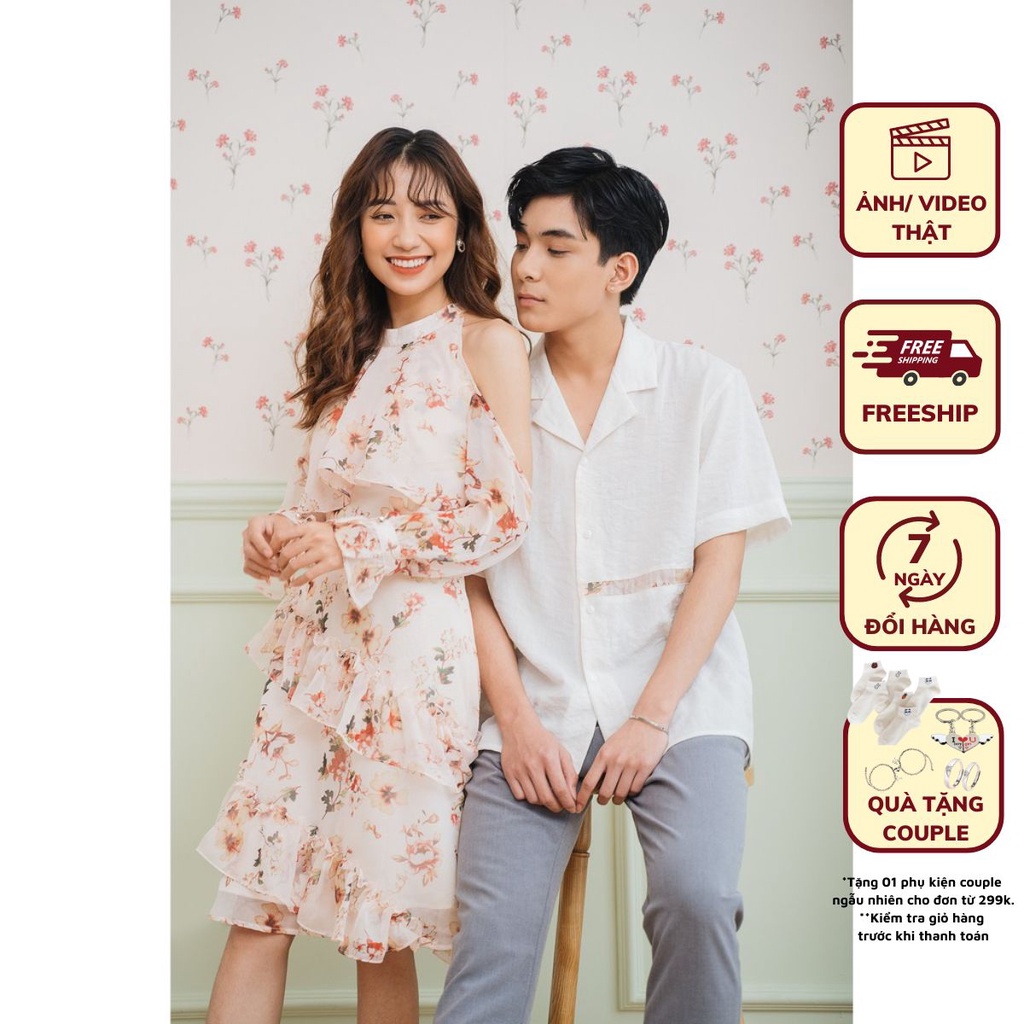 Đồ Đôi Thiết Kế Áo Đôi Nam Nữ CoupleLADESIGN Váy Đầm Áo Sơ Mi Đôi Sarah Dress x Titus Shirt