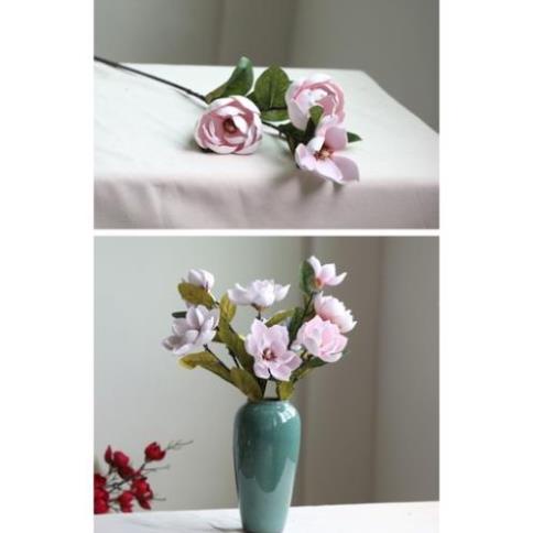 Hoa giả decor Hoa mộc lan 4 bông trang trí cao 100cm
