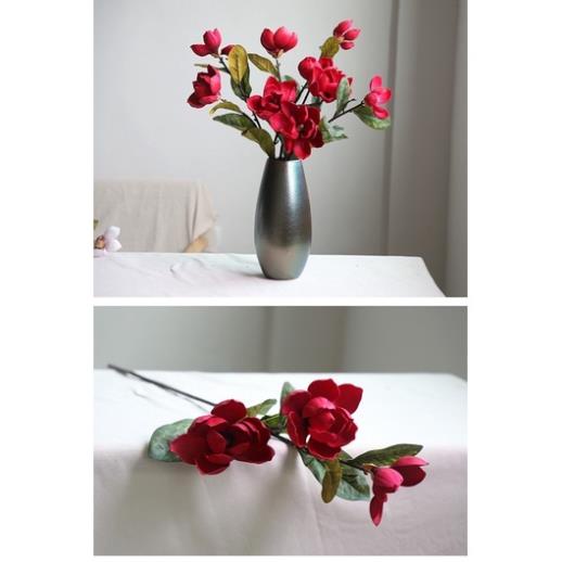 Hoa giả decor Hoa mộc lan 4 bông trang trí cao 100cm