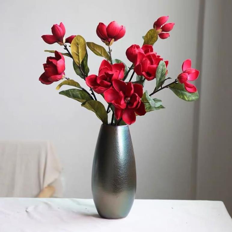 Hoa giả decor Hoa mộc lan 4 bông trang trí cao 100cm