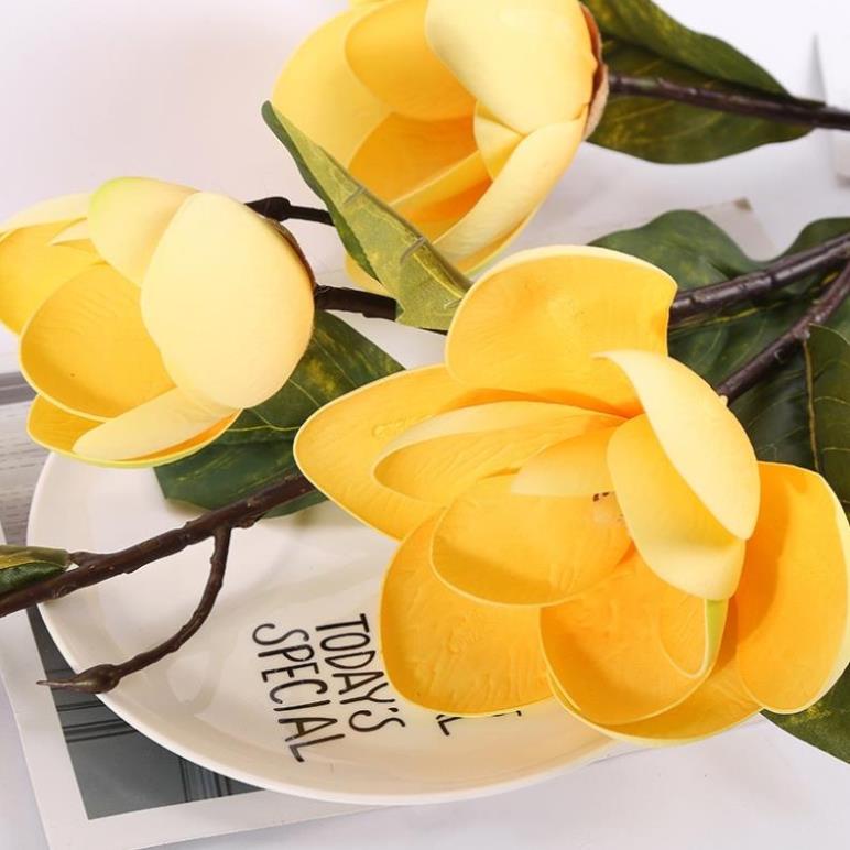 Hoa giả decor Hoa mộc lan 4 bông trang trí cao 100cm