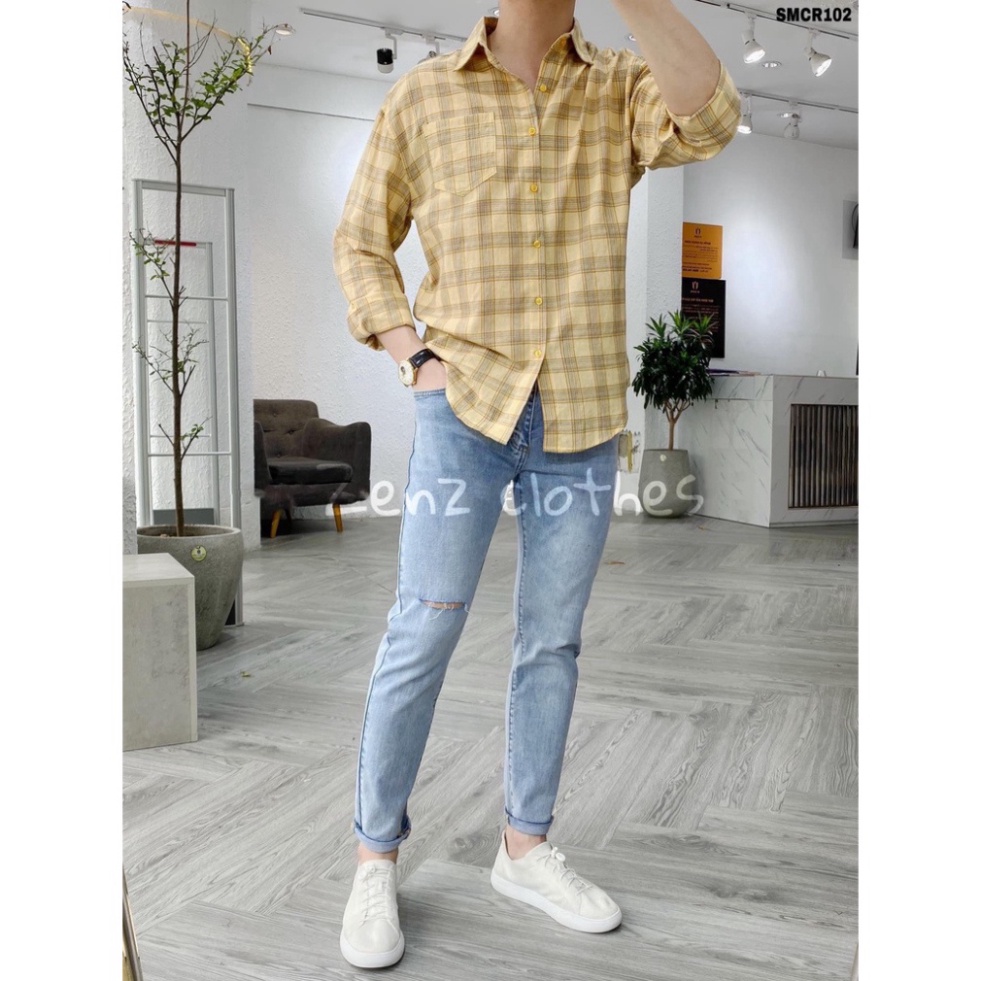 Quần Skinny Bò Jean Nam co và giãn 4D , màu xanh lá cây da trời Rách Gối Dáng Ôm Chất Vải thời thượng a256 a125