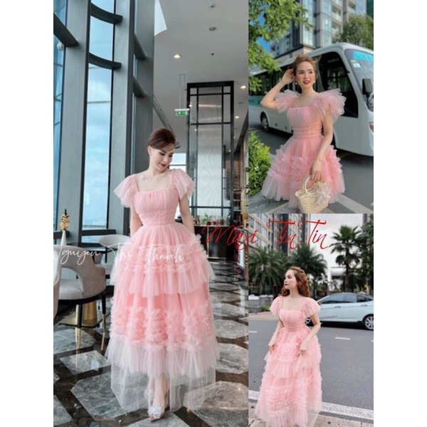 Đầm maxi đi tiệc đi biển lưới tầng cánh tiên công chúa siêu dễ thương kèm ảnh thật