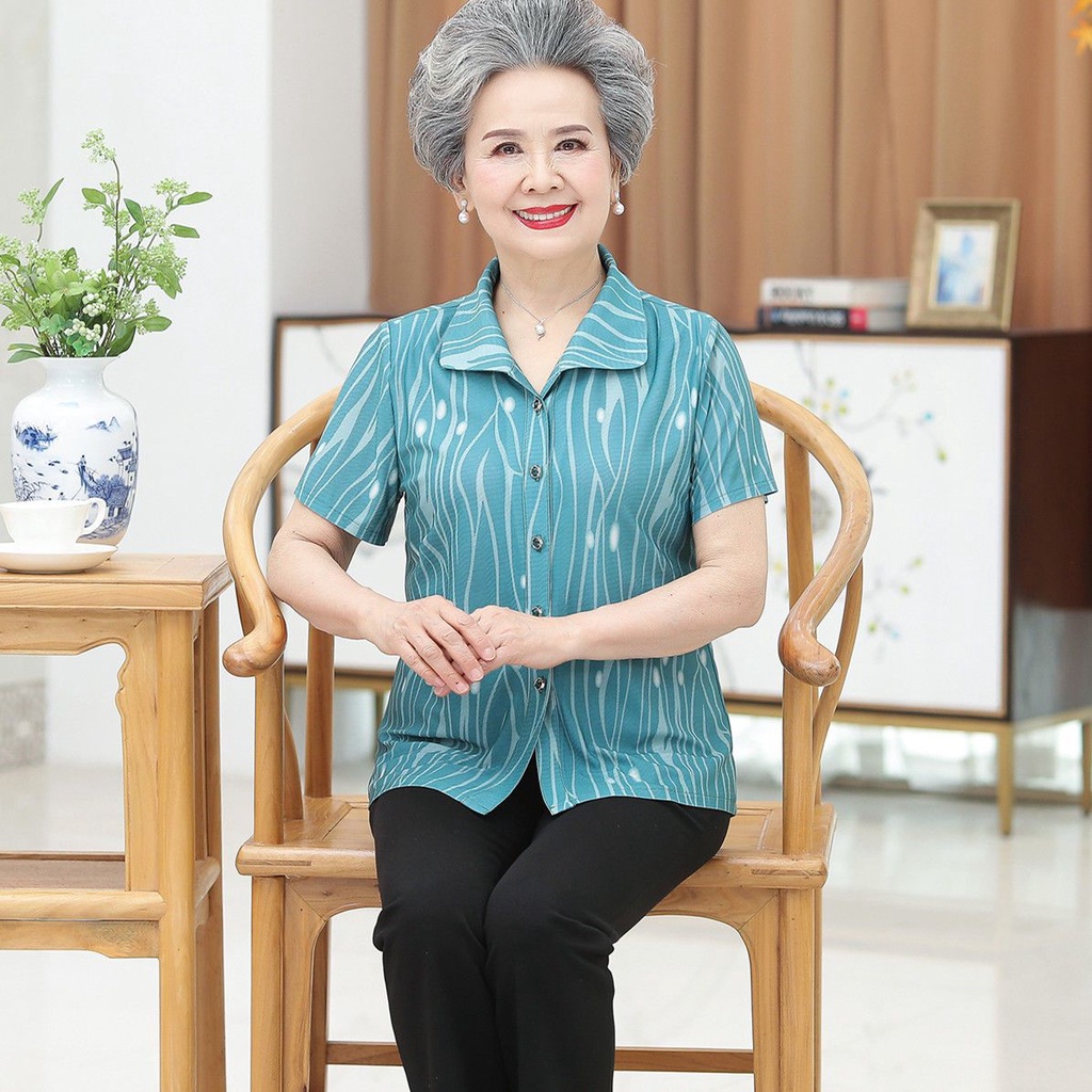 Quần áo hè người lớn tuổi, quần áo phụ nữ 60-70-80 tuổi, áo bà già của mẹ