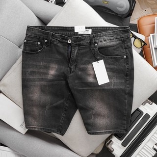 Quần short jean nam ống suông VNXK màu đen xám cotton hàng cao cấp hot 2023