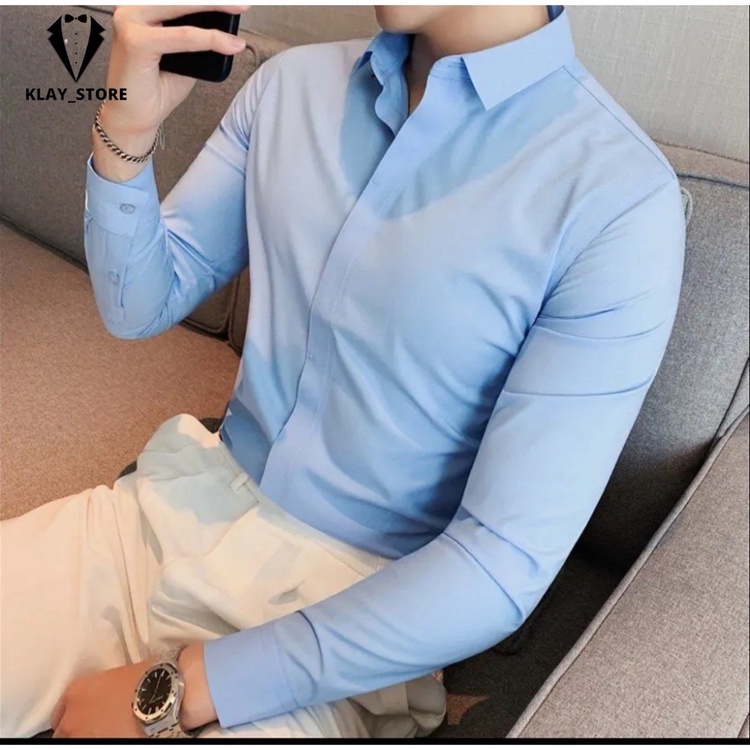 Áo Sơ Mi Nam Giấu Cúc Dài Tay, Áo Sơ Mi Nam Hàn Quốc Vải Lụa Mềm Mịn Cao Cấp Klay Store