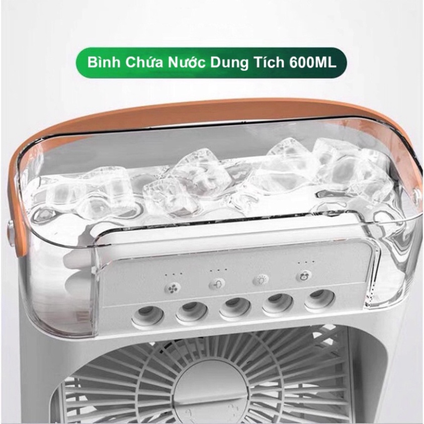 Quạt phun sương để bàn nhỏ gọn, Quạt mini để bàn tiện lợi, Có 5 vòi phun sương kèm đèn led 7 màu tùy chỉnh