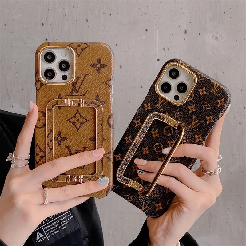Ốp Điện Thoại Da Có Giá Đỡ Kim Loại Phong Cách Âu Mỹ Dành Cho iPhone 11pro xr xs 14plus 13pro max 12