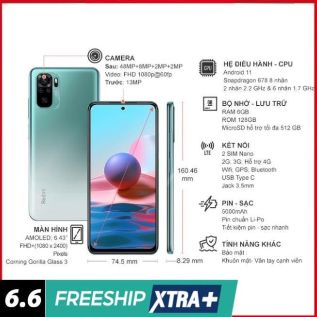 [ SALE MẠNH ]  Điện thoại Xiaomi Redmi Note 10 (6GB/128GB) AMOLED-BH 18 THÁNG CHÍNH HÃNG | BigBuy360 - bigbuy360.vn