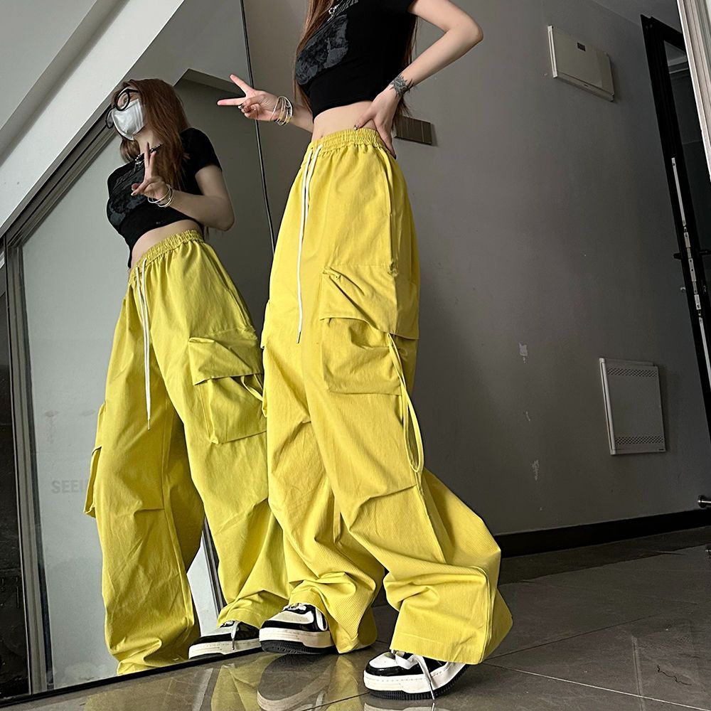 Quần Dài Nữ Ống Rộng Phong Cách Hip Hop Hàn Quốc Mới