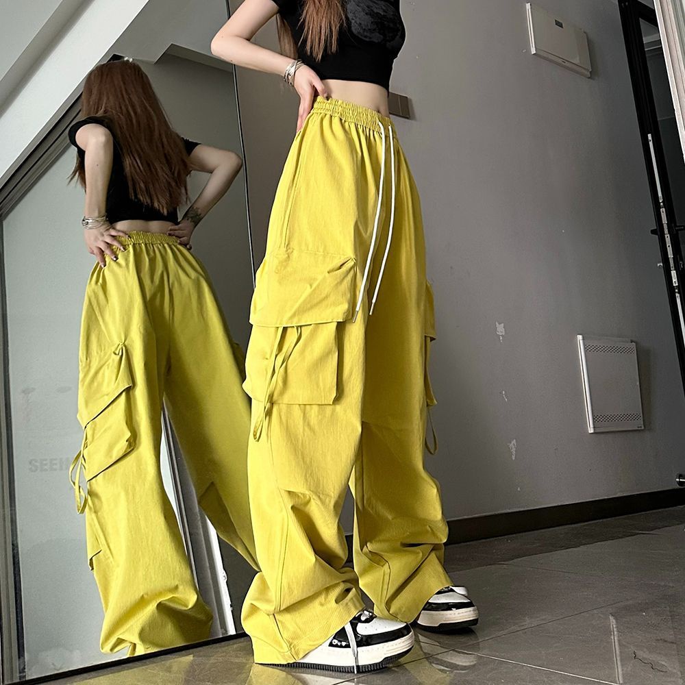 Quần Dài Nữ Ống Rộng Phong Cách Hip Hop Hàn Quốc Mới