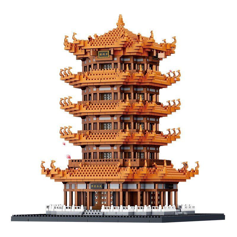 Bộ đồ chơi xếp hình lego lắp ráp có đèn kiến trúc city building Hoàng Hạc Lâu 4000 chi tiết