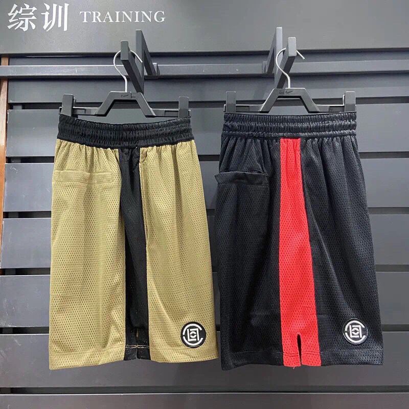 Quần Short Thể Thao Bóng Rổ Phối Lưới Nhanh Khô Thêu Họa Tiết Cá Tính Cho Nam Và Nữ