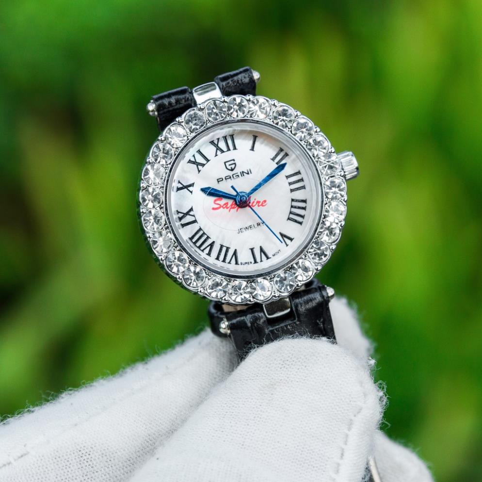 Đồng Hồ Nữ Pagini PA6305 dây da mặt tròn đính đá quý phái sang trọng