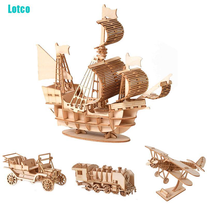 Lotco Laser cutting diy sailing ship toys assembly model 3d wooden puzzle toy