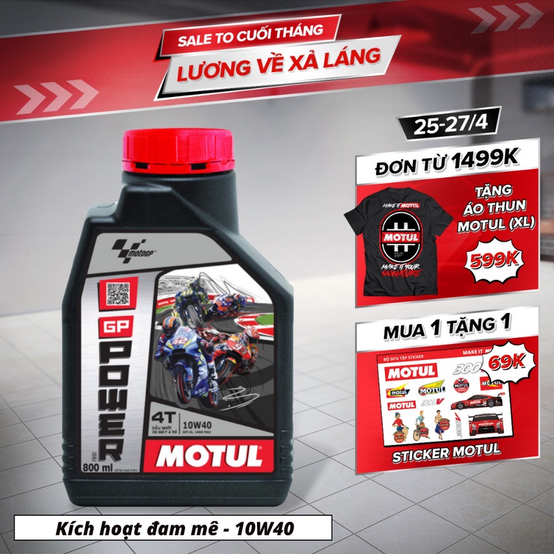 Dầu nhớt xe máy MOTUL GP POWER 4T 10W40 0.8L