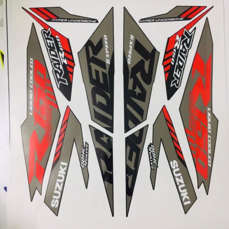 Bi Decal Tem rời Satria F150 mẫu 2021 đỏ xám đen