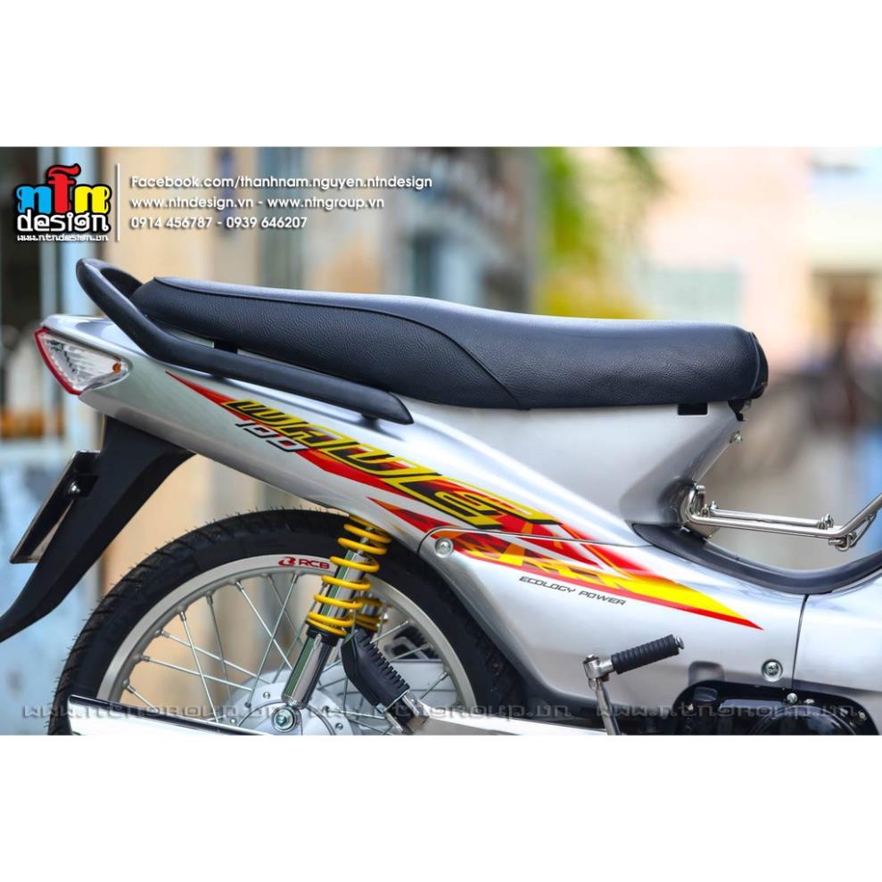 Bi Decal Tem Rời Dán Xe Wave Nhỏ Mẫu 2004 Bạc Đỏ Vàng