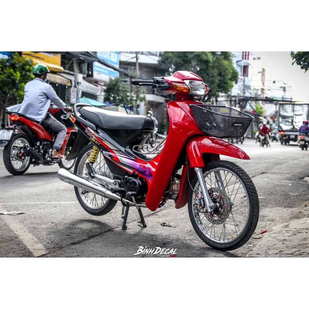 Bi Decal Tem Rời Dán Xe Wave Nhỏ Mẫu S 110 Thái Đen Đỏ Tím , Hàng 3 Lớp CROM Chất Lượng Cao