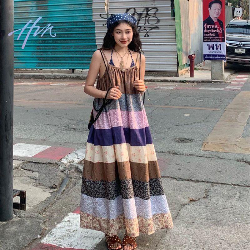 Đầm Hai Dây Họa Tiết Hoa Phong Cách Retro