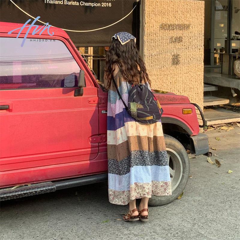 Đầm Hai Dây Họa Tiết Hoa Phong Cách Retro