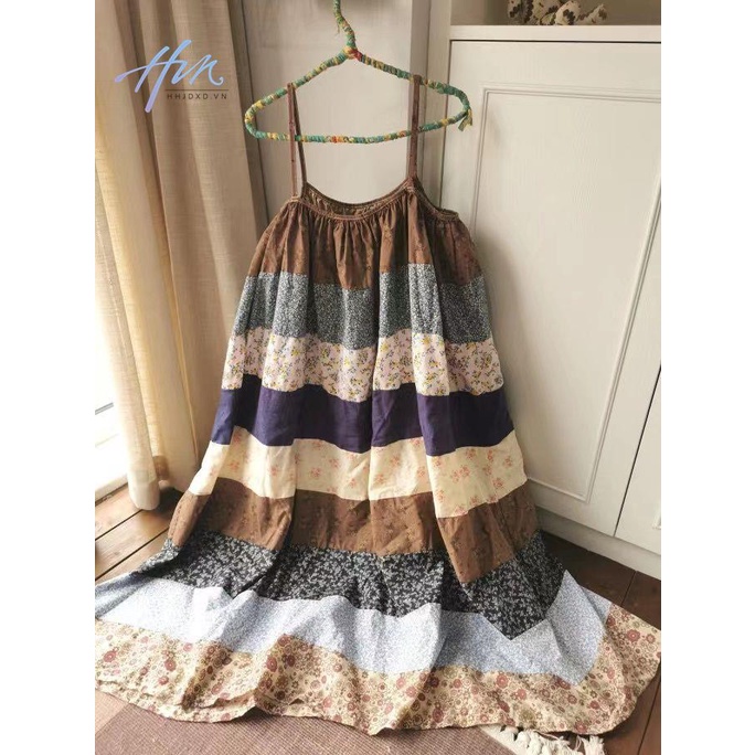 Đầm Hai Dây Họa Tiết Hoa Phong Cách Retro