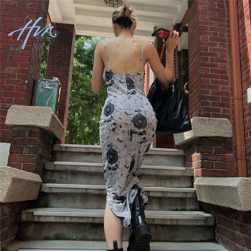 Đầm Lửng Hai Dây Dáng Ôm In Màu Nhuộm Phong Cách Pháp Cổ Điển Thời Trang Mùa Hè Dành Cho Bạn Nữ