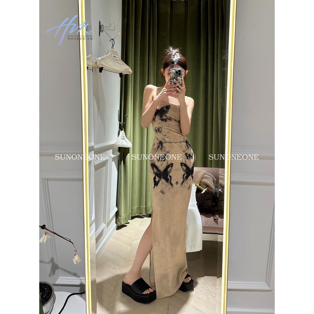 Đầm Dáng Chữ a Ôm Eo Họa Tiết Màu Nhuộm Phong Cách Pháp Thời Trang Mùa Hè Cho Nữ