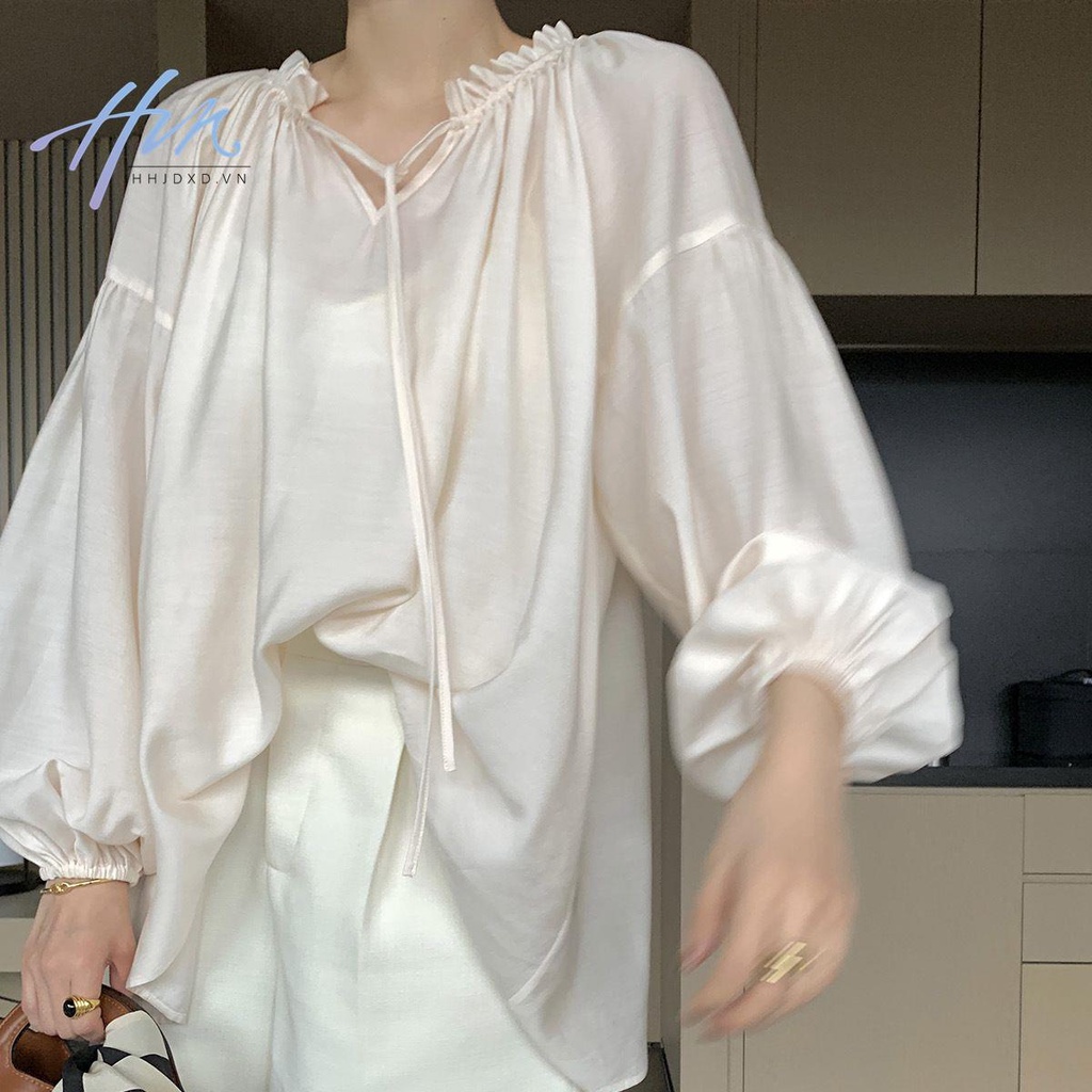 Áo Kiểu Xếp Nếp Trễ Vai Dáng Rộng Nhẹ Nhàng Trong Suốt Chống Nắng Kiểu Pháp Thời Trang Xuân Hè Cho Nữ