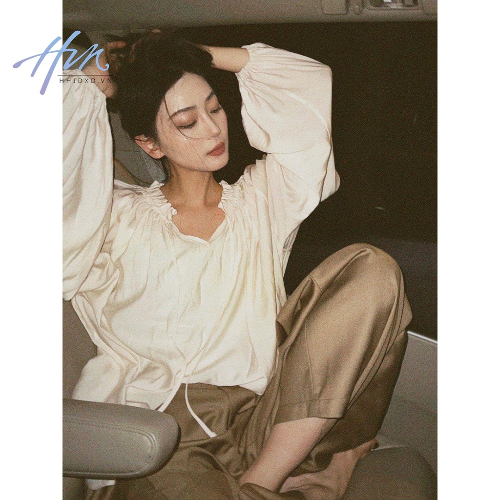 Áo Kiểu Xếp Nếp Trễ Vai Dáng Rộng Nhẹ Nhàng Trong Suốt Chống Nắng Kiểu Pháp Thời Trang Xuân Hè Cho Nữ