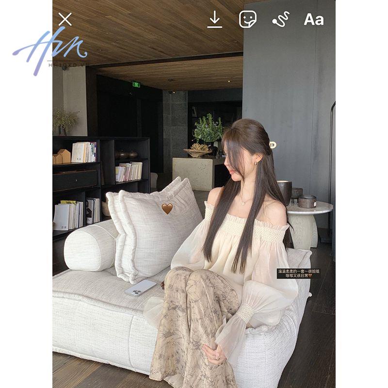 Áo Kiểu Trễ Vai Dáng Xòe Ôm Sát Chống Nắng Thời Trang Mùa Hè Quyến Rũ Cho Nữ