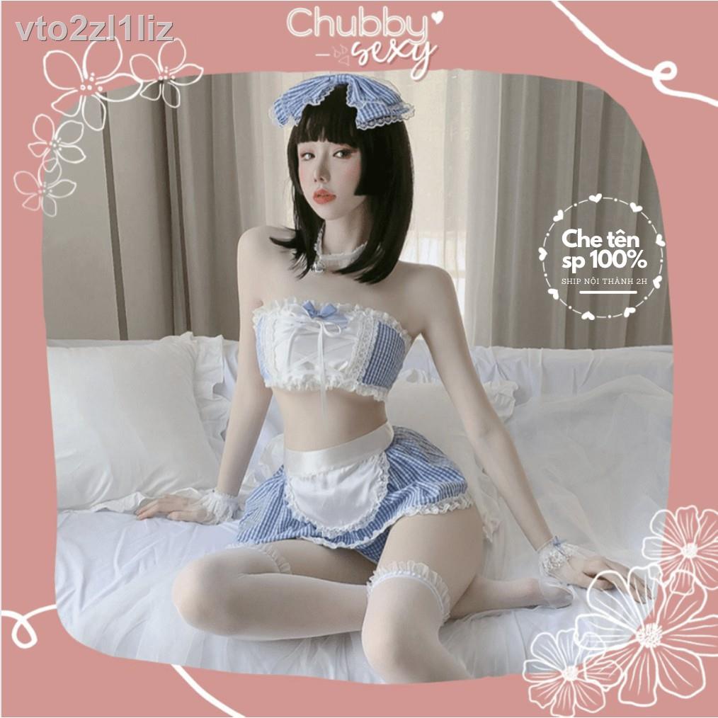 ◐Cosplay cô hầu gái gợi cảm,đồ ngủ nội y sexy,gồm áo quây chân váy ngắn kèm vòng chuông cổ tay- CPL04 - Chubby.Sex