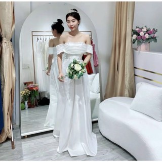 ĐẦM MAXI TRỄ VAI XẾP NGỰC (ảnh thật)