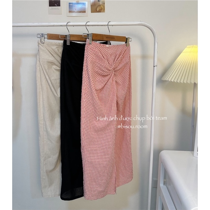 Chân váy suông cạp xoắn dáng dài hai lớp thiết kế - Bisou.room