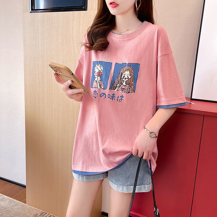 Áo Thun Cổ Tròn In Họa Tiết Hoạt Hình Thời Trang Mùa Hè Cho Nữ