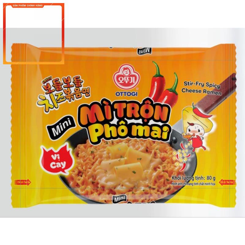 Mì trộn phô mai kiểu Hàn Quốc Ottogi vị không cay 80 g, vị cay 75 g, mì mini trộn phô mai