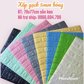 Xốp dán tường 3D giả gạch phủ bóng chống bẩn - 70x77cmx5mm - Loại 1