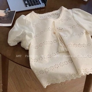 Áo sơ mi thô thêu phối tay sơ mi siêu nét
