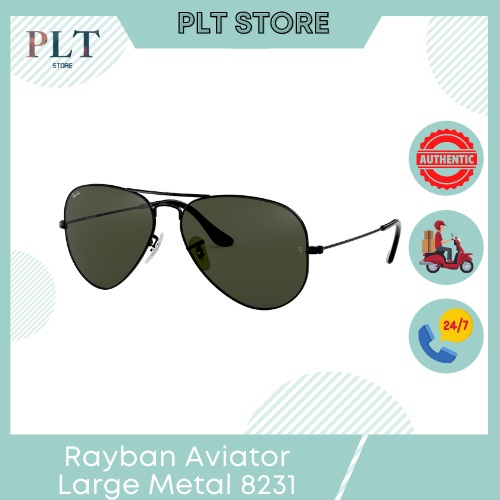 Kính Mát Rayban Aviator Large Metal RB3025 L2823 Gọng đen mắt đen (size 58-14-135) Full Box