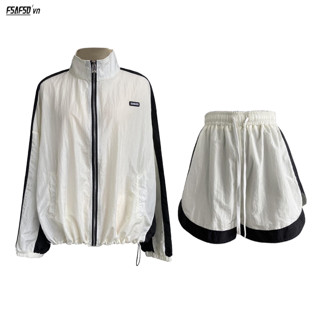 Set Áo Khoác Chống Nắng + Quần Short Ống Rộng Màu Sắc Thời Trang Mùa Hè Cho Nữ
