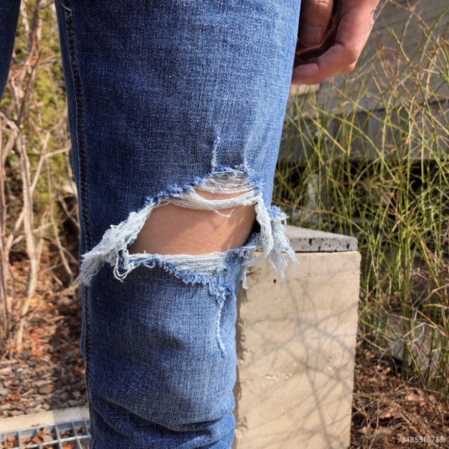 Quần Jean Dài Nam Rách Đùi Trái co và giãn 4D blue color lá cây Đậm Dáng Slim Fit From Dáng Siêu Đẹp mẫu 021 a256 a32 a1